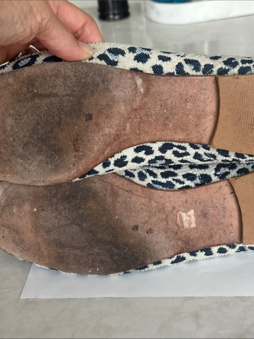 Ramon Tenza Black and Cream Woven Leopard Slip-On Loafers